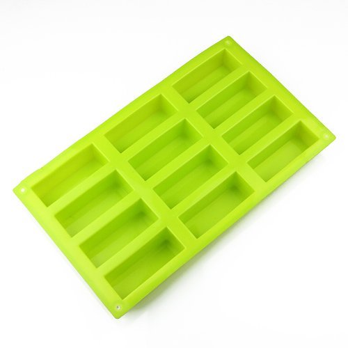 Wholeport 12-Oblongs Cake Mold Silicone Cake Pan Handmade Biscuit Mold