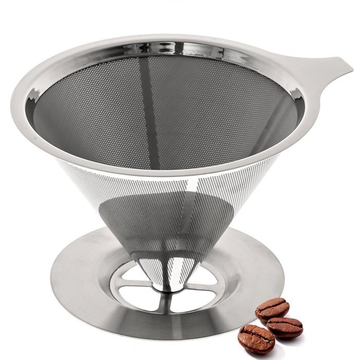 Paperless Pour Over Coffee Dripper &ndash; Stainless Steel Durable, Heat Resistant, Reusable Filter Cone & Dishwasher... N4