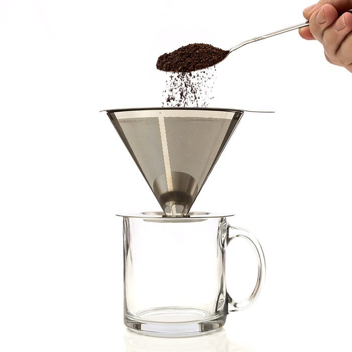 Paperless Pour Over Coffee Dripper &ndash; Stainless Steel Durable, Heat Resistant, Reusable Filter Cone & Dishwasher... N5