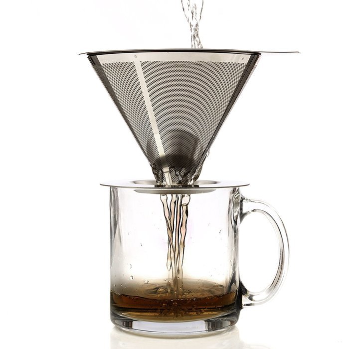 Paperless Pour Over Coffee Dripper &ndash; Stainless Steel Durable, Heat Resistant, Reusable Filter Cone & Dishwasher... N6