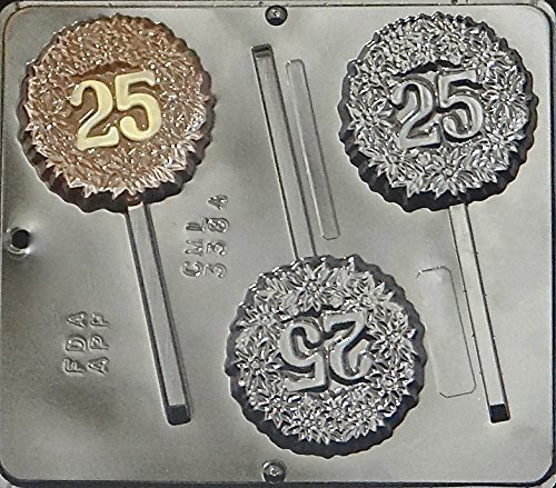 "25" 25th Anniversary or Birthday Lollipop Chocolate Candy Mold 3384