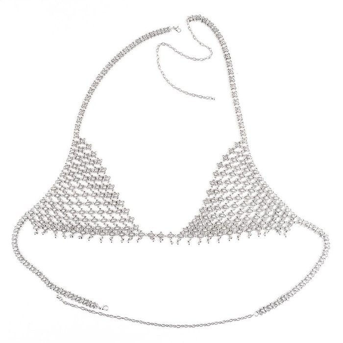 Underwear, PHOTNO Retro Fashion Silver Bra Body Pendant Necklace Chain Bikini Chain N3