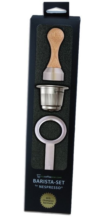 Mycoffeestar Barista Set with Refillable Nespresso Capsule, Stainless Steel N5