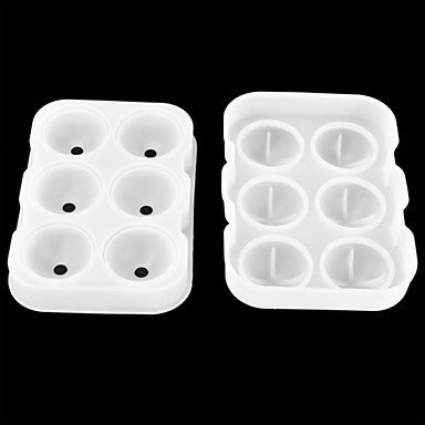 Sher 6 Ice Ball Mold Maker Silicone Mold Leak Proof Secure Closure Silicone Ice Tray , white