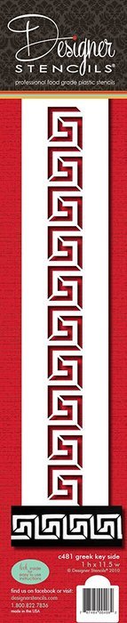 Designer Stencils C481 Greek Key Cake Stencil, Beige/Semi-Transparent