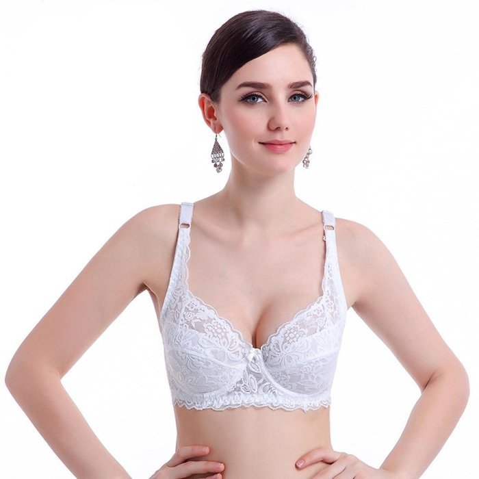PHOTNO Women Push Up Deep V Ultrathin Underwire Lace Brassiere Bra N35