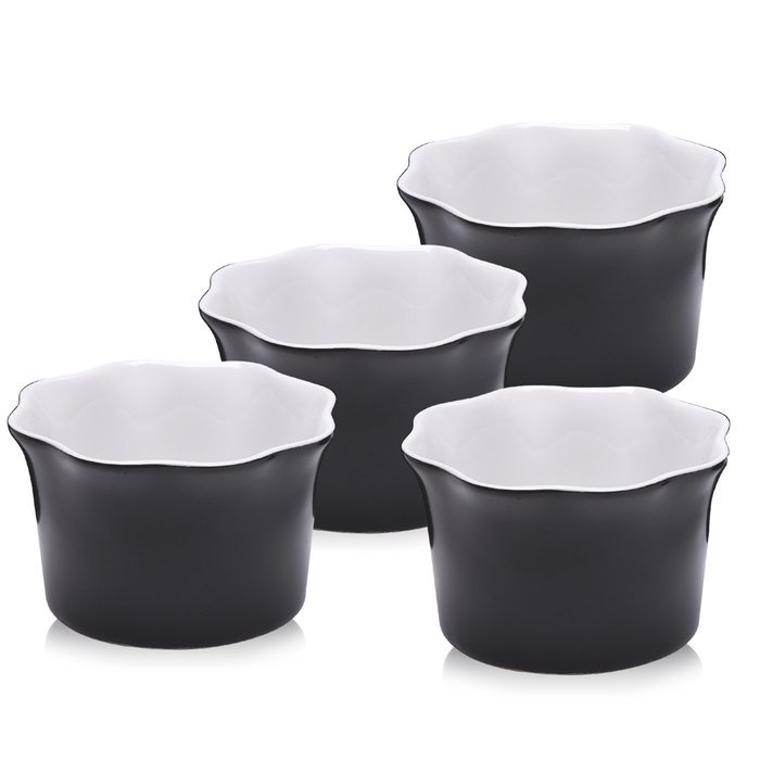 Hiware Ramekins, 7-Ounce Ceramic Ramekins, Porcelain Ramekins, Oven Safe, Set of 4, Gray N5