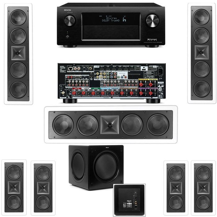 Klipsch KL-6504-THX(3 Speaker) In-Wall 7.1-SW-310 Denon AVR-X4000 IN-Command 7.2- White
