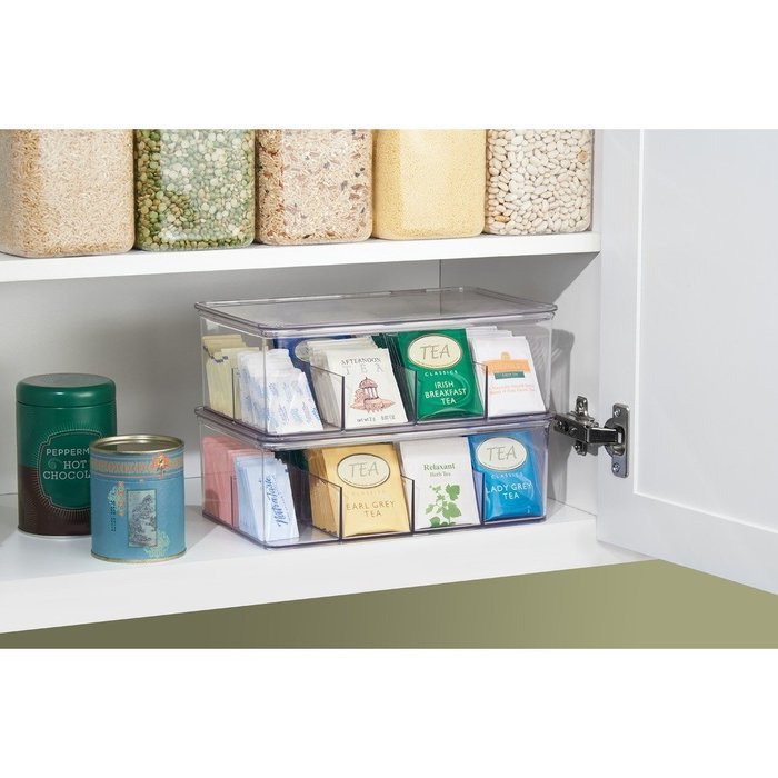 InterDesign Cabinet Binz Tea Bag Organizer Box, Clear N3