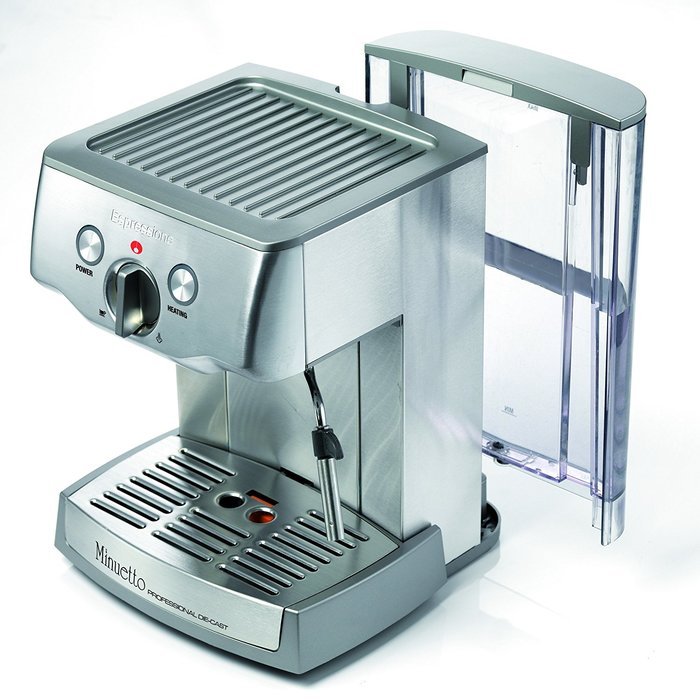 Espressione 1324 Cafe Minuetto Professional Die-Cast Espresso/Cappuccino Maker, Silver N2