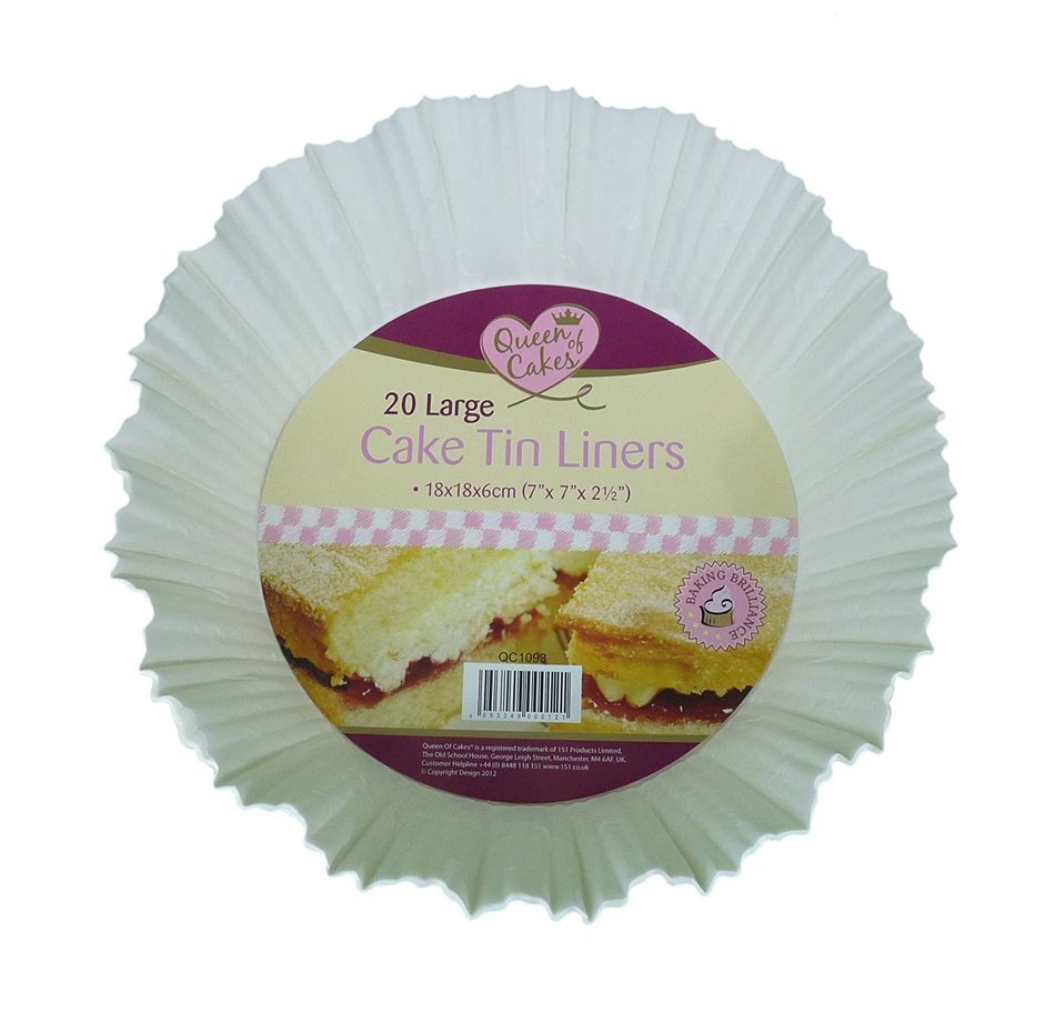 20 Large Cake Tin Liners 18x18x6cm by Queen Of Cakes