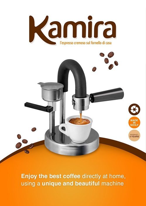KAMIRA Moka Express 1/2 Cups Stovetop Espresso Maker, MADE IN ITALY!