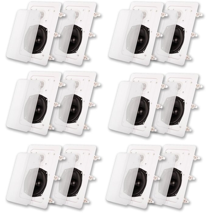 Acoustic Audio IW191 In Wall Speaker 6 Pair Pack 2 Way Home Theater 2400W IW191-6PR