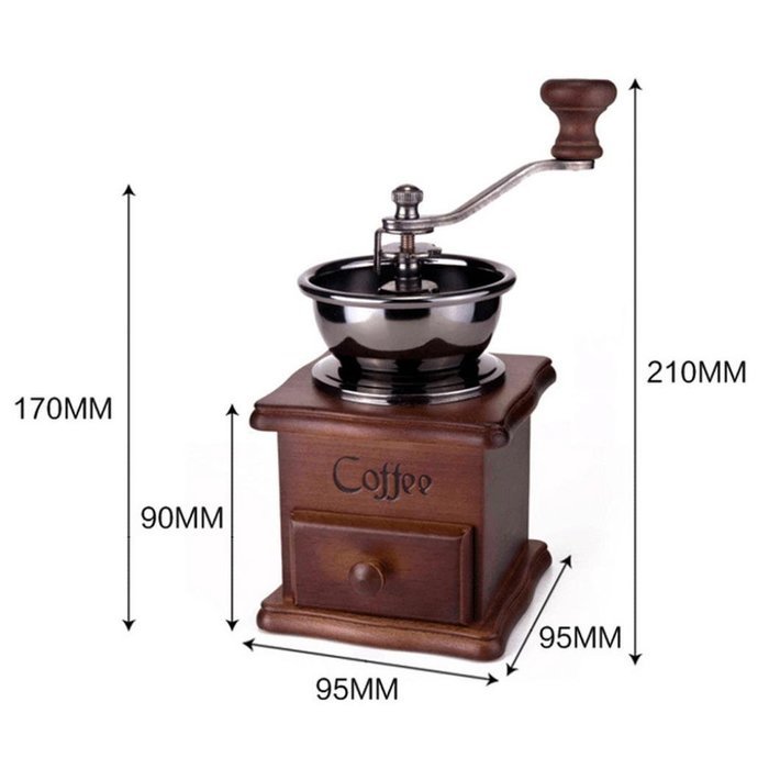 Hotkey Manual Vintage Bronze Coffee Grinder Household Retro Wood Delicate Coffee Mill with Procelain,Durable Hand... N5