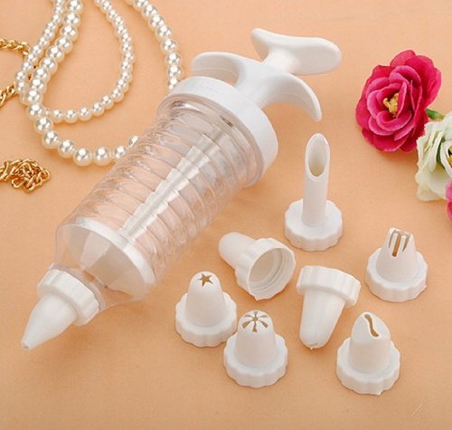 Autek 8 Tips Nozzle Cake Syringe Cupcake Decorating Icing Piping Gun Set Tool Kit New(3dmold-64) N6