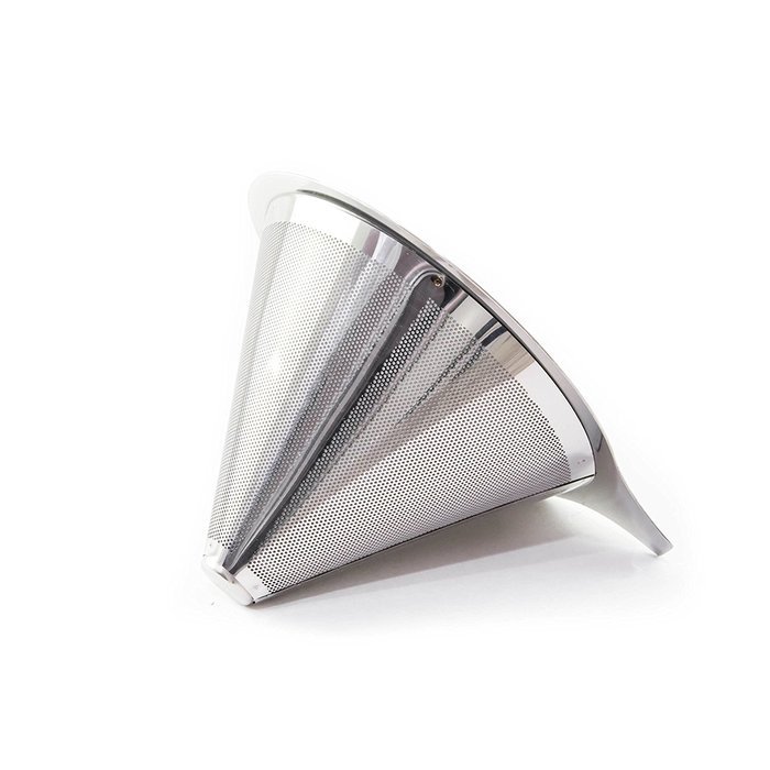 BOCHA - Pour Over Coffee Cone Dripper, Permanent and Reusable Stainless Steel Filter with Cup Stand N2