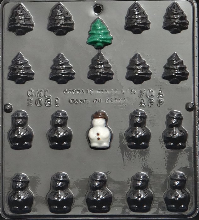 Tree and Snowman Chocolate Candy Mold Christmas