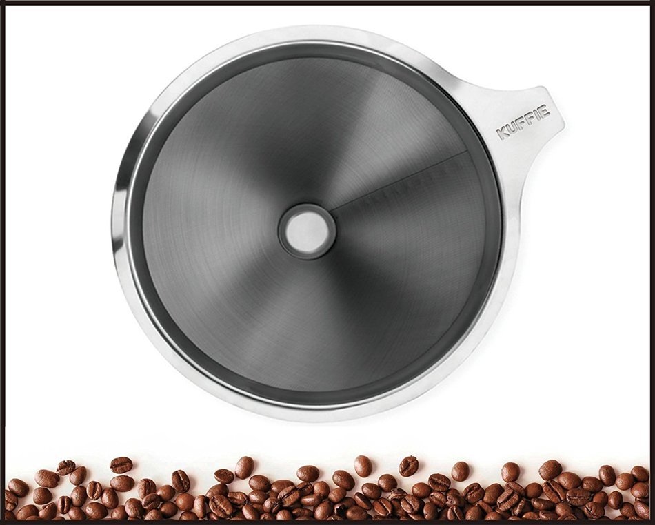 KUFFIE Stainless Steel Coffee Filter - Permanent, Reusable and Paperless Pour Over Coffee Dripper Cone (4 Cup... N4
