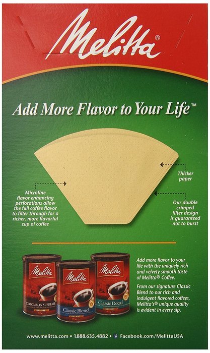 Melitta Cone Coffee Filters, Natural Brown, No. 4, 100-Count Filters (Pack of 6) N3