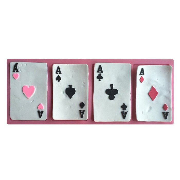 LYNCH A Poker Cards Design Fondant Cake Mold Soap Chocolate Mould For Kitchen Baking,Pink N2
