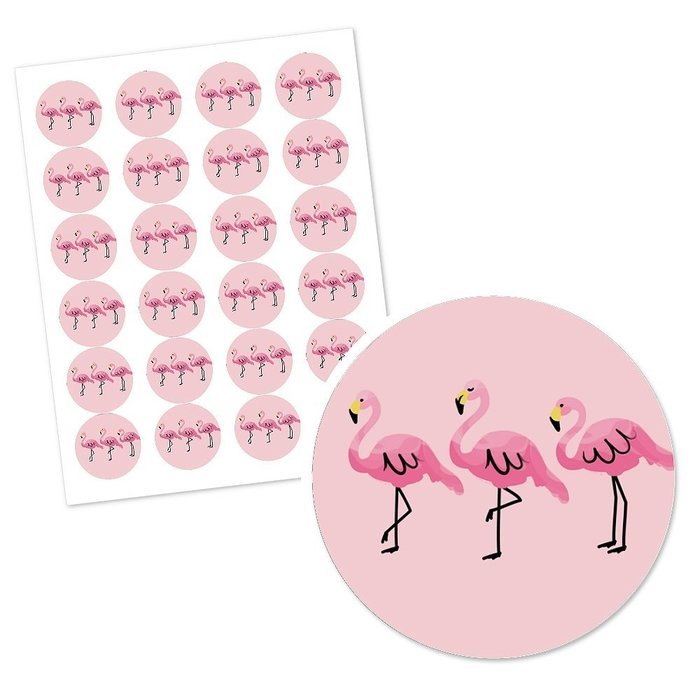 Flamingo - Party Like a Pineapple - Cupcake Wrapper & Pick Party Kit - Set of 24 N3
