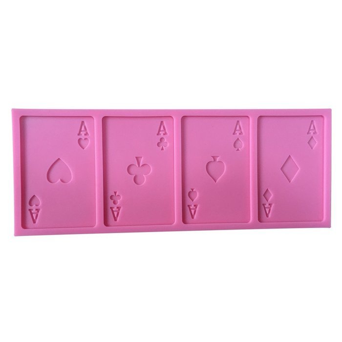 LYNCH A Poker Cards Design Fondant Cake Mold Soap Chocolate Mould For Kitchen Baking,Pink N4