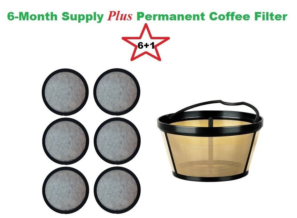 10-12 Cup Permanent Basket-Style Coffee Filter & a set of 6 Water Filters designed to fit Mr. Coffee Coffeemakers
