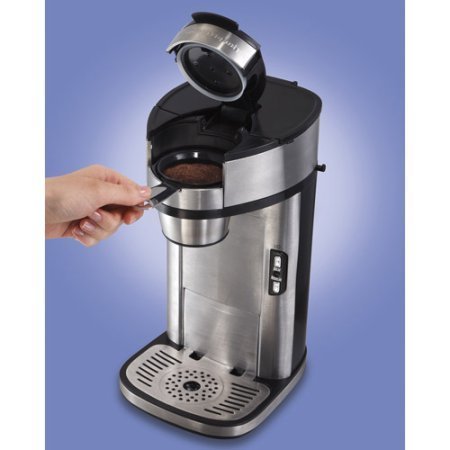 Hamilton Beach Stainless Steel The Scoop Single-Serve Coffeemaker, Automatically Shuts Off After Brewing N7