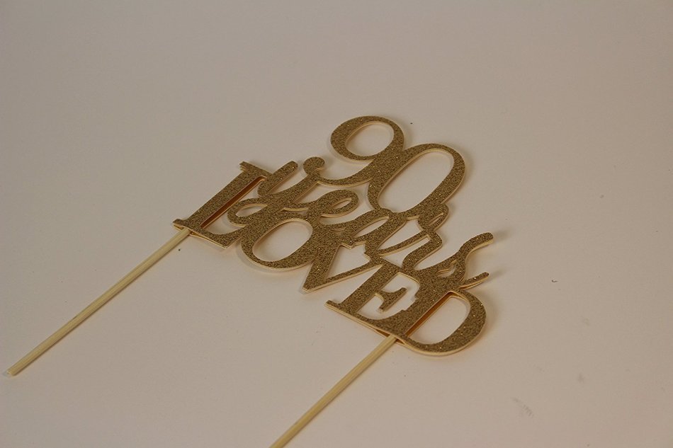 All About Details Gold 90-Years-Loved Cake Topper N2