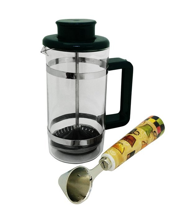 Top New Brown Small Mini One Cup Single Serve Quartz Glass French Coffee Tea Press Infuser & Porcelain Coffee... N4