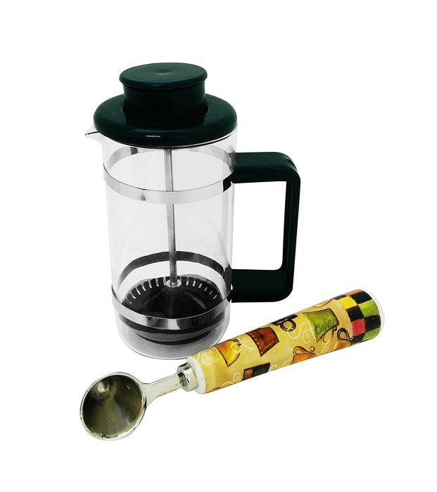 Top New Brown Small Mini One Cup Single Serve Quartz Glass French Coffee Tea Press Infuser & Porcelain Coffee... N5