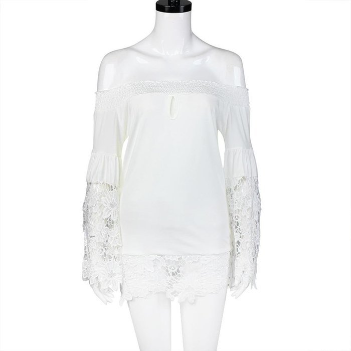 Hot Sale,Laimeng Milk Silk Womens Long Sleeve Shirt Casual Lace Blouse Loose Cotton Tops T Shirt (L, Black) N10