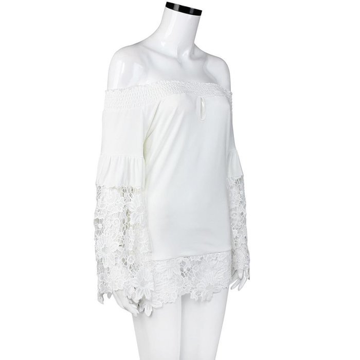Hot Sale,Laimeng Milk Silk Womens Long Sleeve Shirt Casual Lace Blouse Loose Cotton Tops T Shirt (L, Black) N11