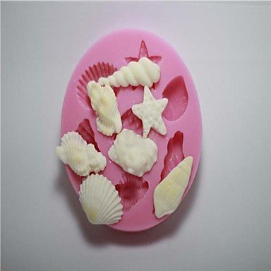 Sher 10hole Sea Shell Shape Chocolate Silicon Mold Fondant Cake Decoration Mold N2