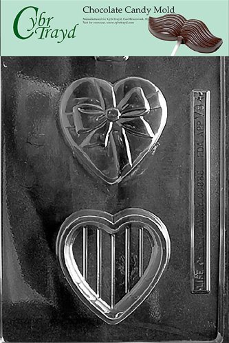 Cybrtrayd V084 Heart Pour Box with Bow Valentine Chocolate Candy Mold