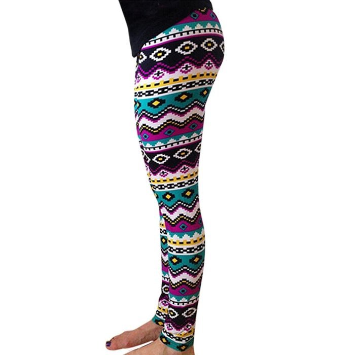 PHOTNO Fashion Women Lady Elasticity Skinny Tribal Printed Stretchy Pants Leggings N33