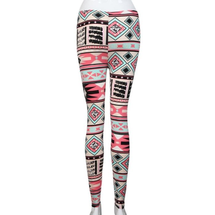 PHOTNO Fashion Women Lady Elasticity Skinny Tribal Printed Stretchy Pants Leggings N42