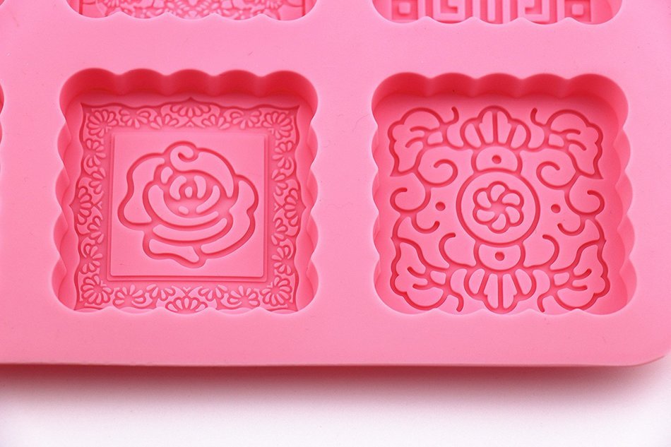 Cherryard 6-Cavity Square Shape Carve Patterns Mooncake Molds Biscuit Mold Cake molds Handmade Soap Molds,Home... N5