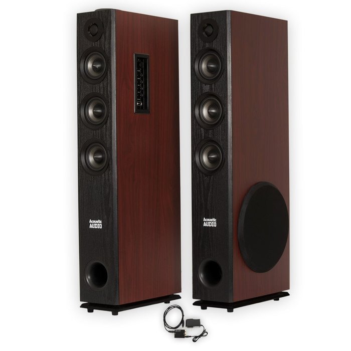 Acoustic Audio TSi650 Bluetooth Powered Floorstanding Tower Multimedia Speakers with Optical Input TSi650D