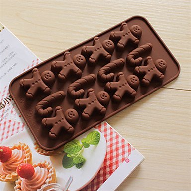 Sher Bakeware Silicone Gingerbread Man and Crutches Baking Molds for Chocolate