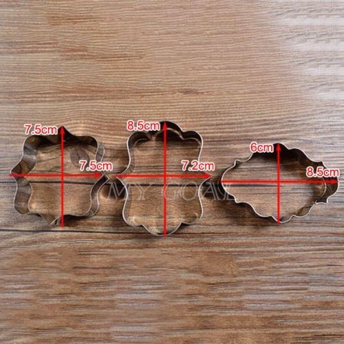 3pcs Plaque Frame Cookies Biscuit Mold Fondant Cake Chocolate Decorating Cutter Mould N6