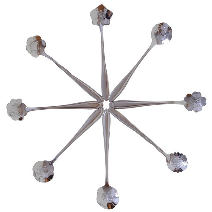 CHICHIC 8 Pcs Stainless Steel Tableware Creative Flower Coffee Spoon, Stirring Spoon, Sugar Spoon, Stir Bar Spoon... N20