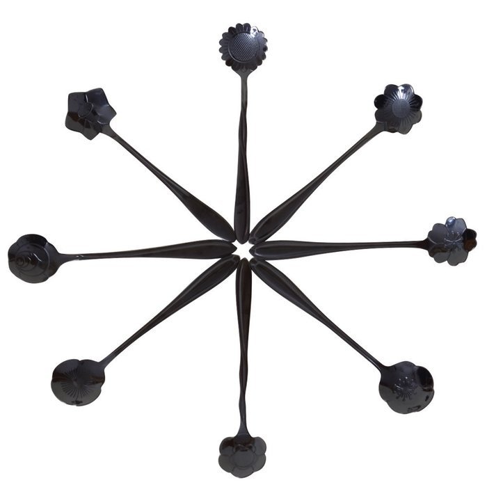 CHICHIC 8 Pcs Stainless Steel Tableware Creative Flower Coffee Spoon, Stirring Spoon, Sugar Spoon, Stir Bar Spoon... N25