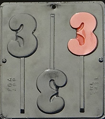 Number 3 Lollipop Chocolate Candy Mold Birthday #3 3431