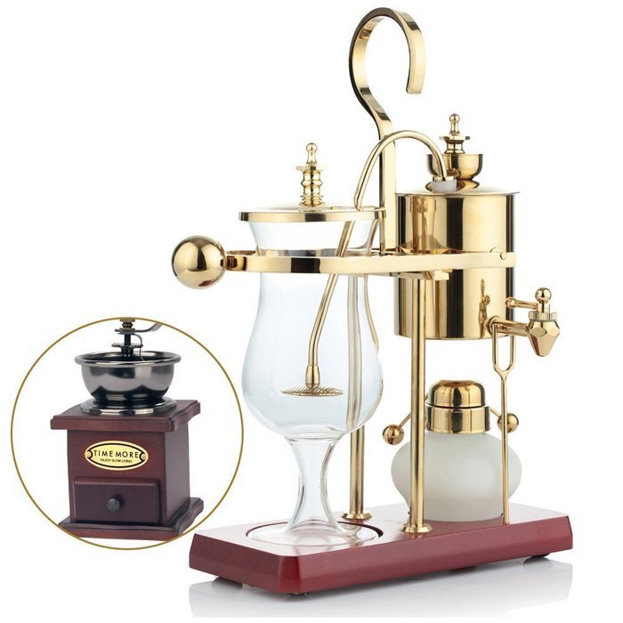 Royal- Coffee Pot Siphon Coffee Maker (can Be Equipped With Grinder Itself) ( Color : Gold ) N4