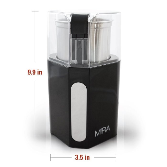 MIRA Electric Spice and Coffee Grinder, Stainless Steel Blades, Removable Cup, Cleaning Brush N4