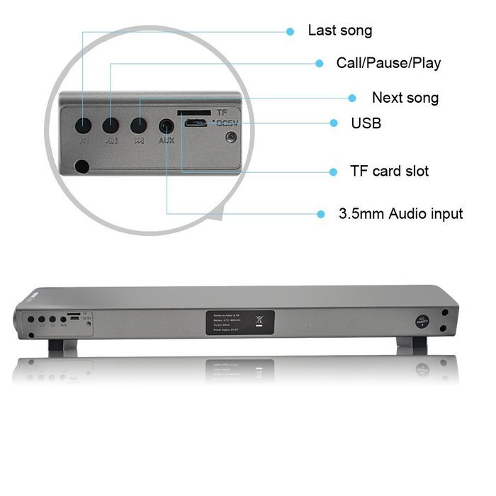 Elecsoul 10W (5Wx2) 3.0 USB Wireless Bluetooth Soundbar with Passive Radiators Support, 3.5 AUX and TF Card -... N3