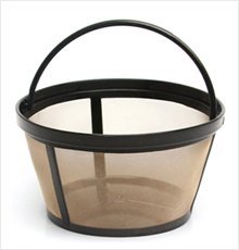 Permanent Basket-Style Gold Tone Coffee Filter designed for Mr. Coffee 10-12 Cup Basket-Style Coffeemakers (1, A)