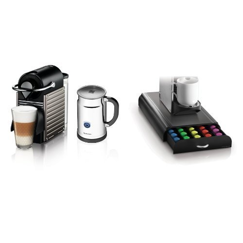 Nespresso Pixie Espresso Maker With Aeroccino Plus Milk Frother, Electric Titan and Mind Reader "Anchor"Coffee...