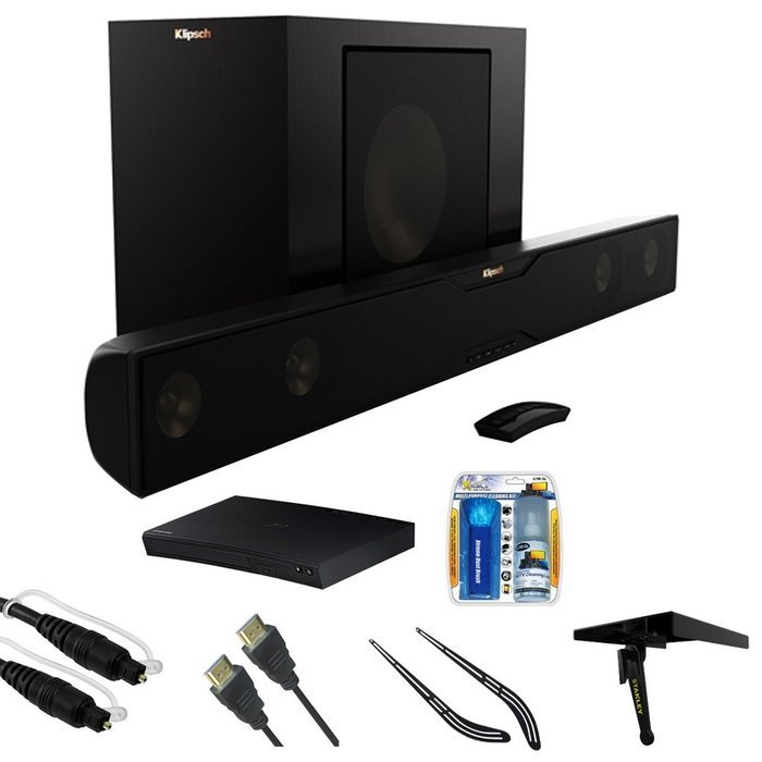 Klipsch Bluetooth Soundbar with Wireless Subwoofer (R-20B) Blu-ray Player, 6ft Audio Cable, TV/LCD Screen Cleaning...